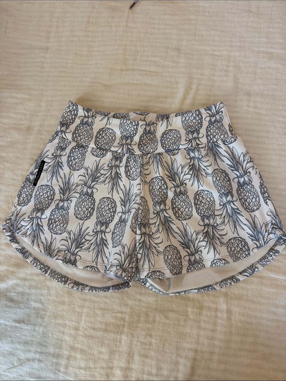 Love Fitnesw Women's Pineapple Print Runner Shorts - White/Gray
